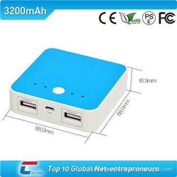 3600mAh portable phone charger with double USB outputs